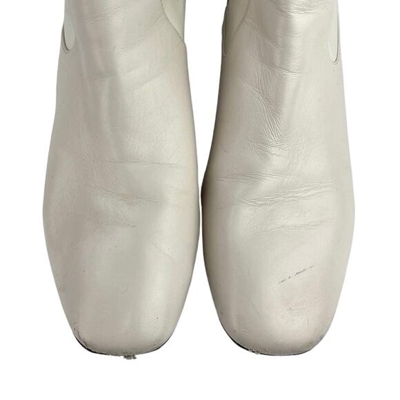 Coach Nala Chalk White Leather Zip Up Block Heel Western Ankle Boots Booties 10 - Picture 6 of 7